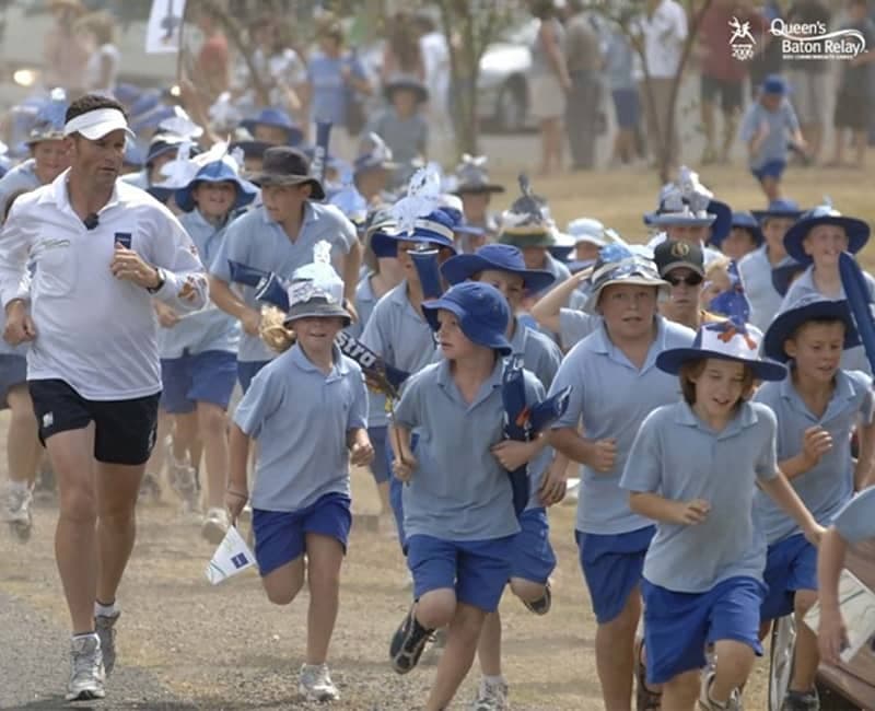 Children wearing hats in the sun